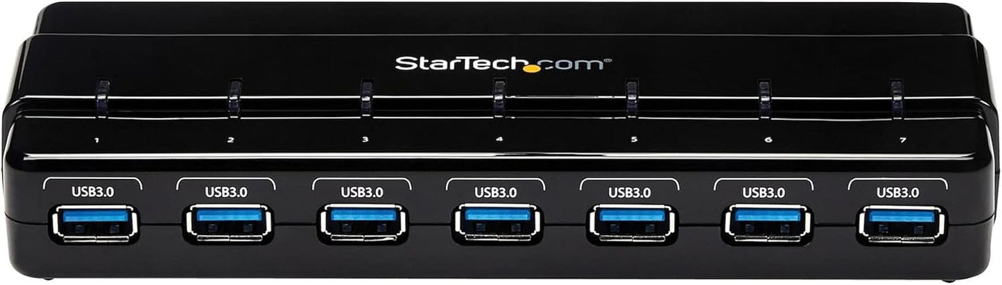 StarTech.com ST7300USB3B 7 Port USB 3.0 Hub – Up To 5 Gbps – 7 x USB – Universal Multi Port USB Extender for Your Desktop – USB Powered